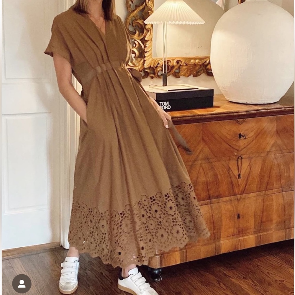 Pearl by Lela Rose Grosgrain and Eyelet Detailed Dress